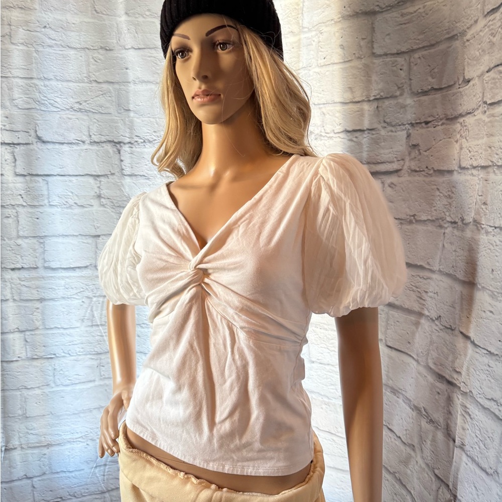 Express White Blouse with Elegant Puff Sleeves